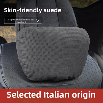 Automobiļu galvas balsts un jostas spilvens — velūra materiāls, dabisko šķiedru pildījums, universāla automašīnu saderība, pielāgojams, vissezonu lietošanai