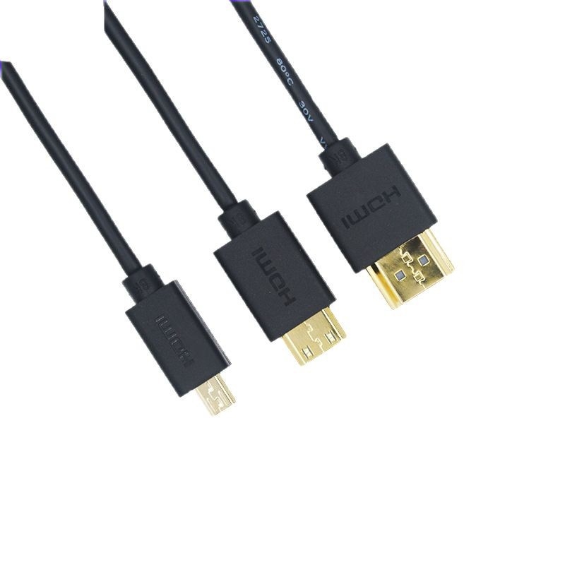 HDMI 2.1 8K tanak fleksibilan kabel Micro HDMI na standardni HDMI, 3 m, zlatni konektori