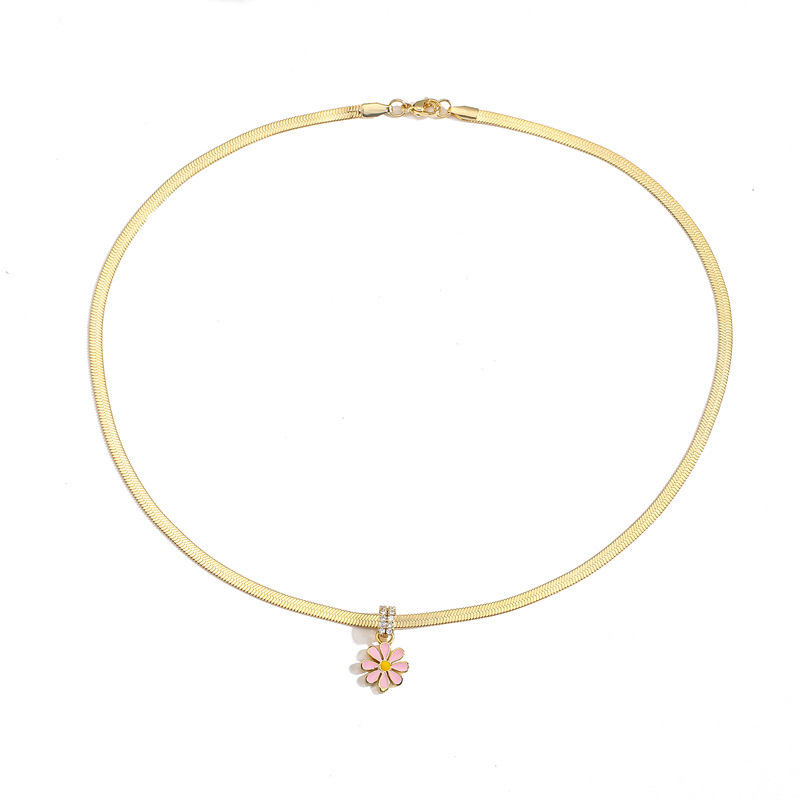 Réz ékszerszett csepp olajos hatással: virágmotívumos fülbevalók, nyaklánc és karkötő, penge lánc, nőies vidéki stílus