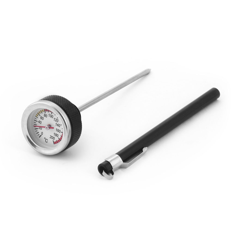 Dyno Racing BX103087 aluminijski poklopac spremnika goriva za motocikl s mjeračem temperature ulja, 0-200°C, M20x1.5 i M20x2.5