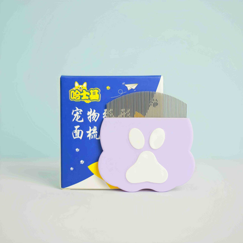 Husky háziállatgondozó fésű macskák és kutyák számára, rozsdamentes acélból, kerek fej, görbült fogak