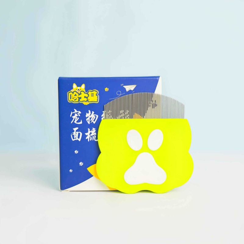 Husky háziállatgondozó fésű macskák és kutyák számára, rozsdamentes acélból, kerek fej, görbült fogak