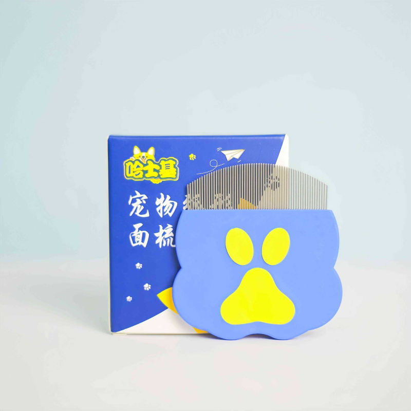 Husky háziállatgondozó fésű macskák és kutyák számára, rozsdamentes acélból, kerek fej, görbült fogak