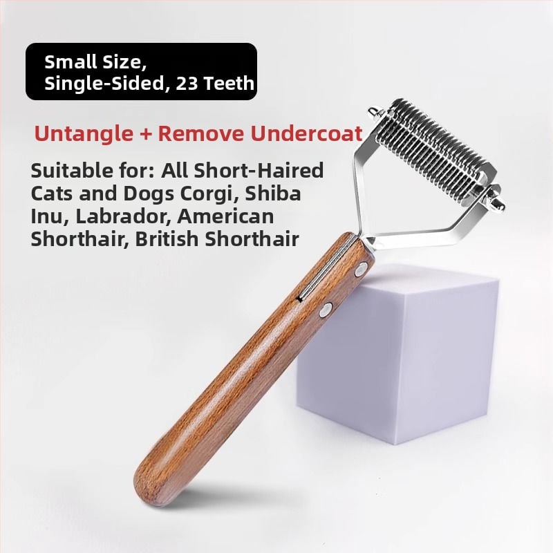 Pieptene dublu față, curbat pentru descurcarea nodurilor și îndepărtarea părului la câinii cu blană lungă – multifuncțional