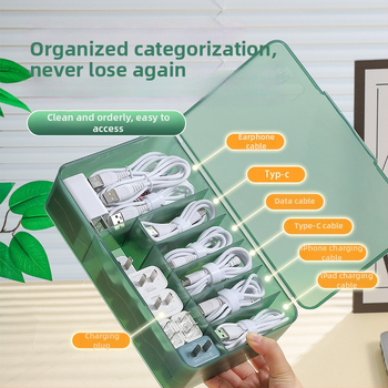 Plastmasas kabeļu uzglabāšanas kastīte – datu un uzlādes kabeļu organizētājs