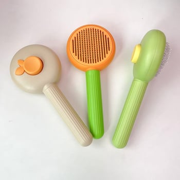 Pieptene pentru masajul animalelor de companie, descurcător cu auto-curățare, universal pentru pisici și câini, material plastic, eliminarea părului cu un singur clic