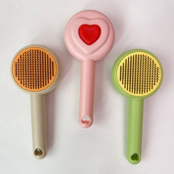 Pieptene pentru masajul animalelor de companie, descurcător cu auto-curățare, universal pentru pisici și câini, material plastic, eliminarea părului cu un singur clic