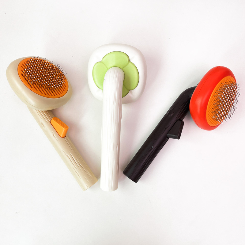 Pieptene pentru masajul animalelor de companie, descurcător cu auto-curățare, universal pentru pisici și câini, material plastic, eliminarea părului cu un singur clic