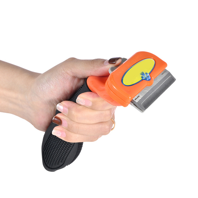 Rozsdamentes acélból készült kutya-gazdi fésű-kefe kombinált eszköz ápolásra és tisztításra