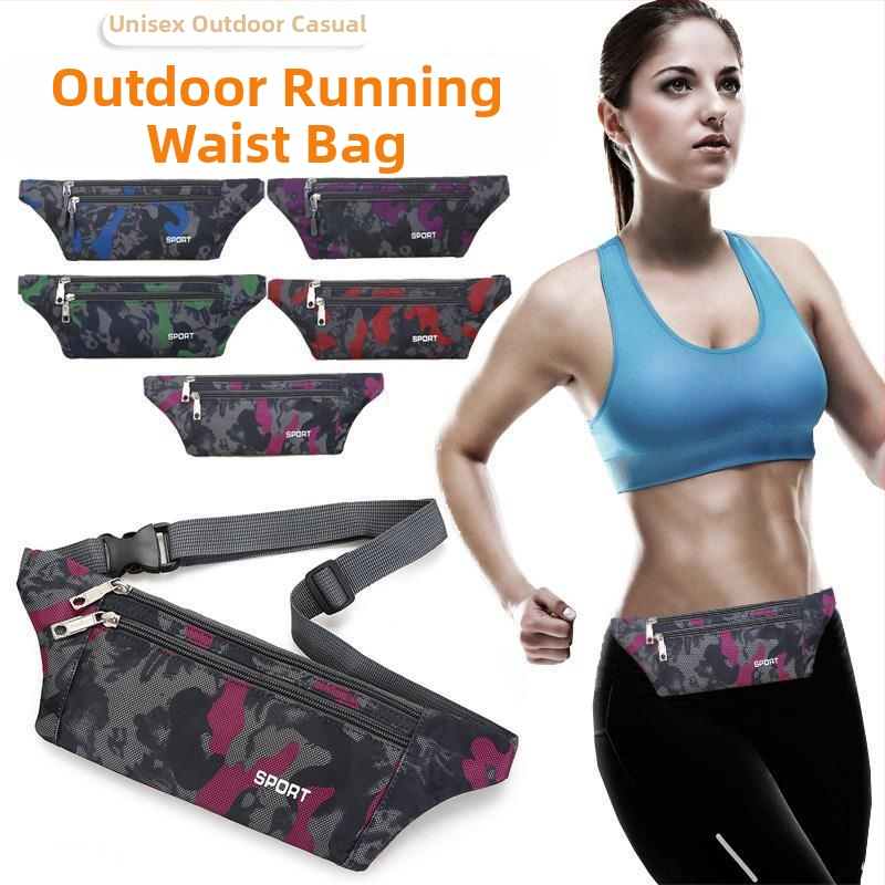 Καμουφλαρισμένη ζώνη μέσης για υπαίθρια σπορ – κοντά εφαρμοζόμενη ζώνη ποδηλασίας και τρεξίματος, για άνδρες και γυναίκες, ελαφριά και λεπτή, με φερμουάρ, θήκη για τηλέφωνο με μεγάλη οθόνη, unisex στυλ, Άνοιξη 2025