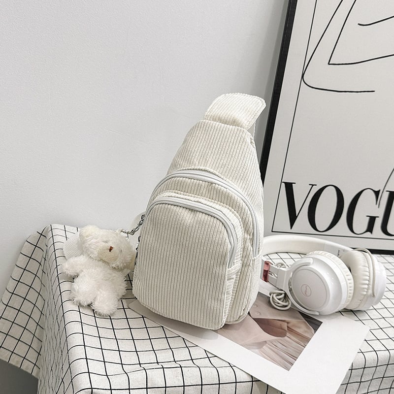 Notelli Corduroy Crossbody Waist Bag, Geantă talie crossbody din corduroy, ușoară, cu fermoar, buzunar intern pentru telefon și căptușeală din poliester, strat interior