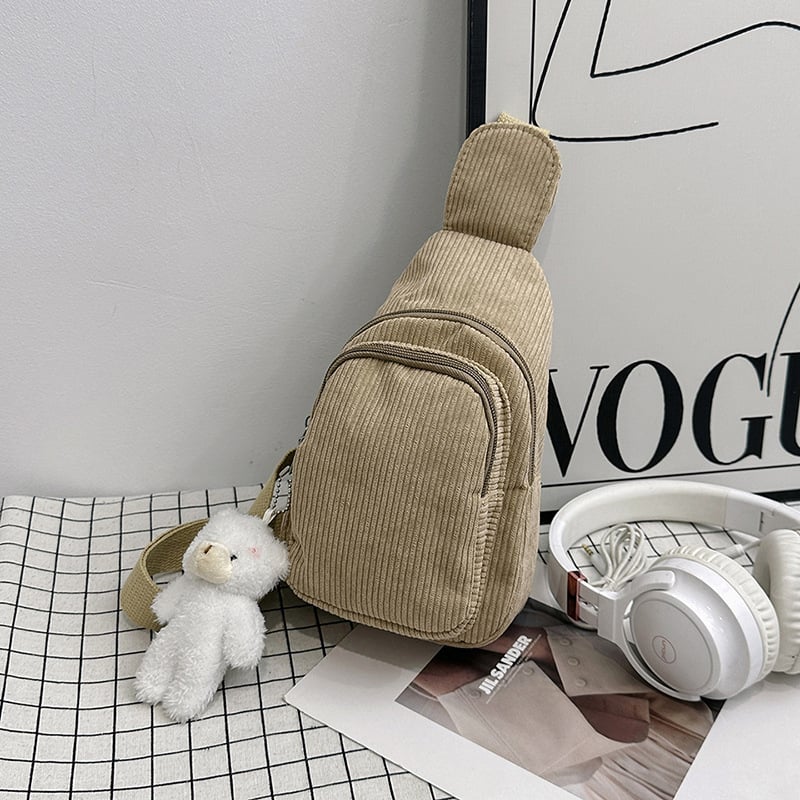 Notelli Corduroy Crossbody Waist Bag, Geantă talie crossbody din corduroy, ușoară, cu fermoar, buzunar intern pentru telefon și căptușeală din poliester, strat interior