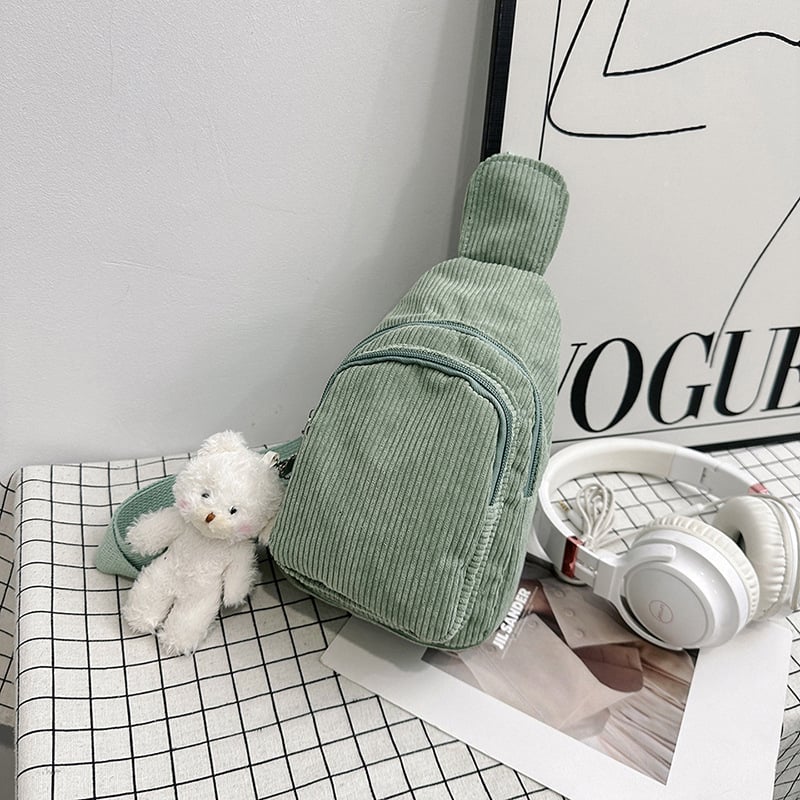 Notelli Corduroy Crossbody Waist Bag, Geantă talie crossbody din corduroy, ușoară, cu fermoar, buzunar intern pentru telefon și căptușeală din poliester, strat interior