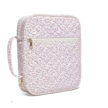 Козметична чанта за съхранение – флорален модел, памучно-лен материал, подплата от полиестер, за домашно съхранение, пролет 2025