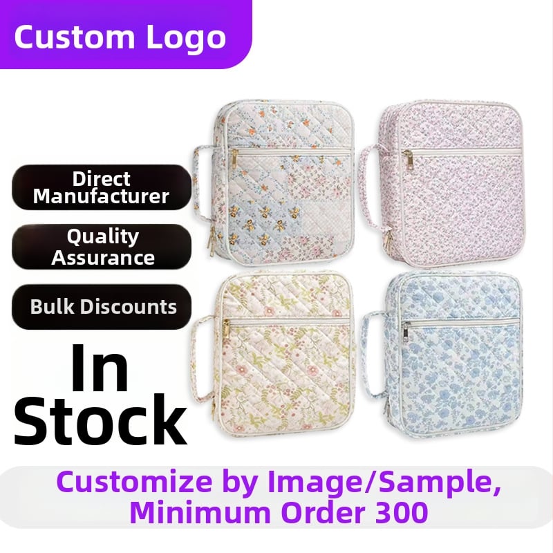 Козметична чанта за съхранение – флорален модел, памучно-лен материал, подплата от полиестер, за домашно съхранение, пролет 2025