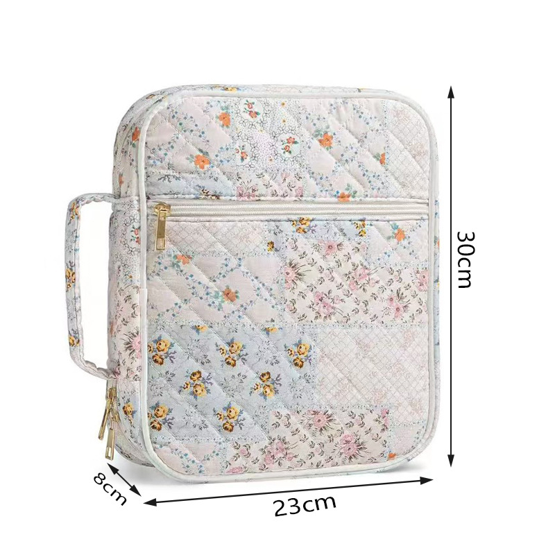 Козметична чанта за съхранение – флорален модел, памучно-лен материал, подплата от полиестер, за домашно съхранение, пролет 2025