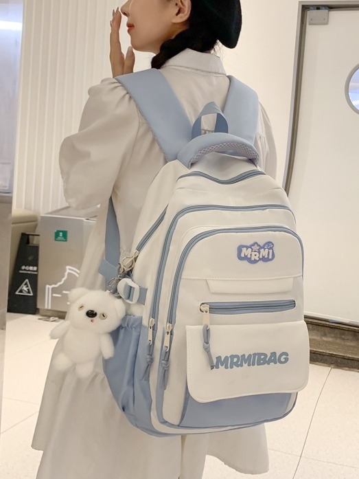Unisex nylon ruksak, vodootporan, kompatibilan s 14-inčnim prijenosnikom, zakrivljene naramenice