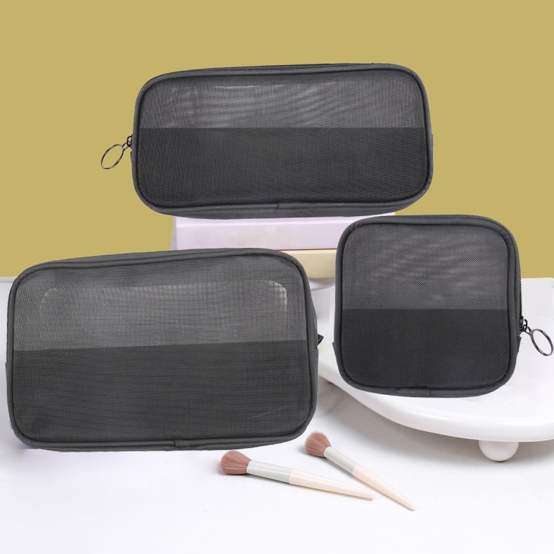 Дишаща мрежеста чанта за съхранение на козметика, с цип, унисекс, за пътуване