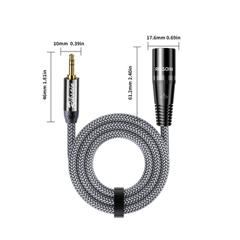 Cablu Rexon XLR 3,5 mm la XLR masculin – pentru microfon cu condensator și mixer, nucleu din cupru, CCC certificare