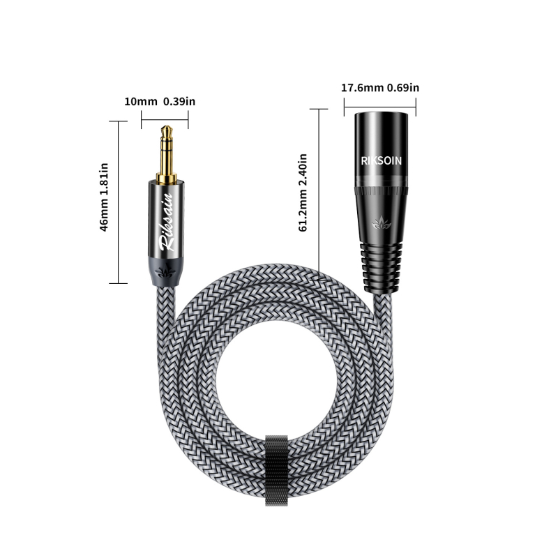 Cablu Rexon XLR 3,5 mm la XLR masculin – pentru microfon cu condensator și mixer, nucleu din cupru, CCC certificare