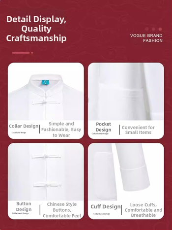 Hosszú ujjú szakács felső hotel- és catering célokra, nedvességelvezető len- és poliészter keverék (96%+ poliészter), bélés poliészter, férfiak számára