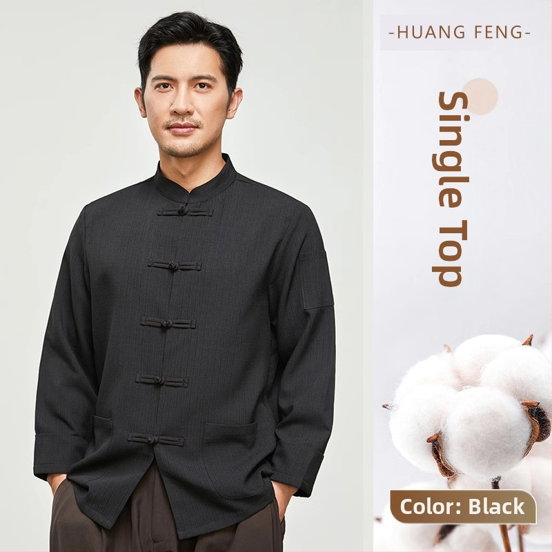 Hosszú ujjú szakács felső hotel- és catering célokra, nedvességelvezető len- és poliészter keverék (96%+ poliészter), bélés poliészter, férfiak számára