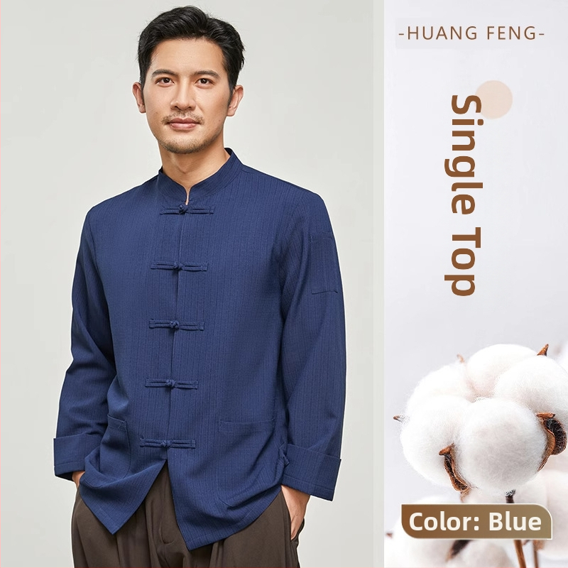 Hosszú ujjú szakács felső hotel- és catering célokra, nedvességelvezető len- és poliészter keverék (96%+ poliészter), bélés poliészter, férfiak számára