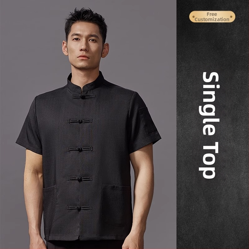 Hosszú ujjú szakács felső hotel- és catering célokra, nedvességelvezető len- és poliészter keverék (96%+ poliészter), bélés poliészter, férfiak számára