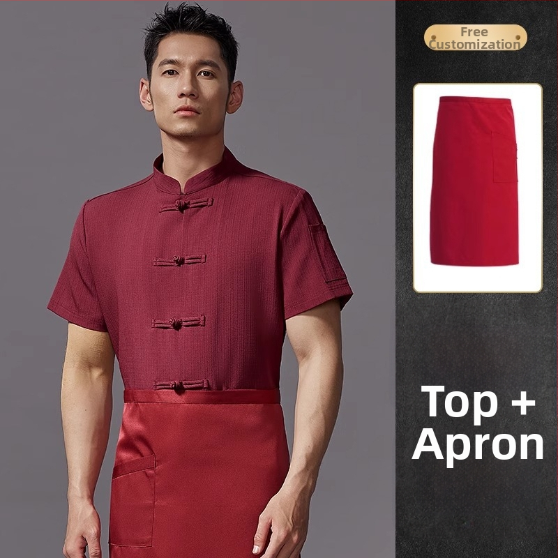 Hosszú ujjú szakács felső hotel- és catering célokra, nedvességelvezető len- és poliészter keverék (96%+ poliészter), bélés poliészter, férfiak számára