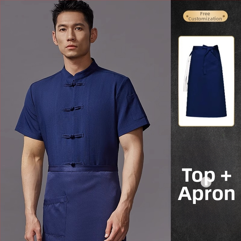 Hosszú ujjú szakács felső hotel- és catering célokra, nedvességelvezető len- és poliészter keverék (96%+ poliészter), bélés poliészter, férfiak számára