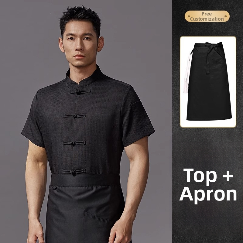 Hosszú ujjú szakács felső hotel- és catering célokra, nedvességelvezető len- és poliészter keverék (96%+ poliészter), bélés poliészter, férfiak számára