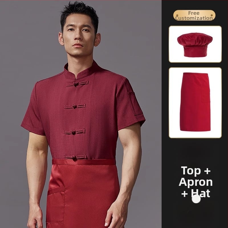 Hosszú ujjú szakács felső hotel- és catering célokra, nedvességelvezető len- és poliészter keverék (96%+ poliészter), bélés poliészter, férfiak számára