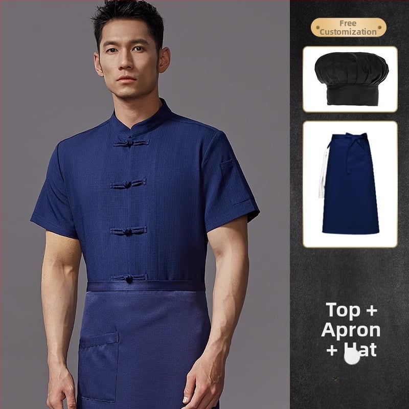 Hosszú ujjú szakács felső hotel- és catering célokra, nedvességelvezető len- és poliészter keverék (96%+ poliészter), bélés poliészter, férfiak számára