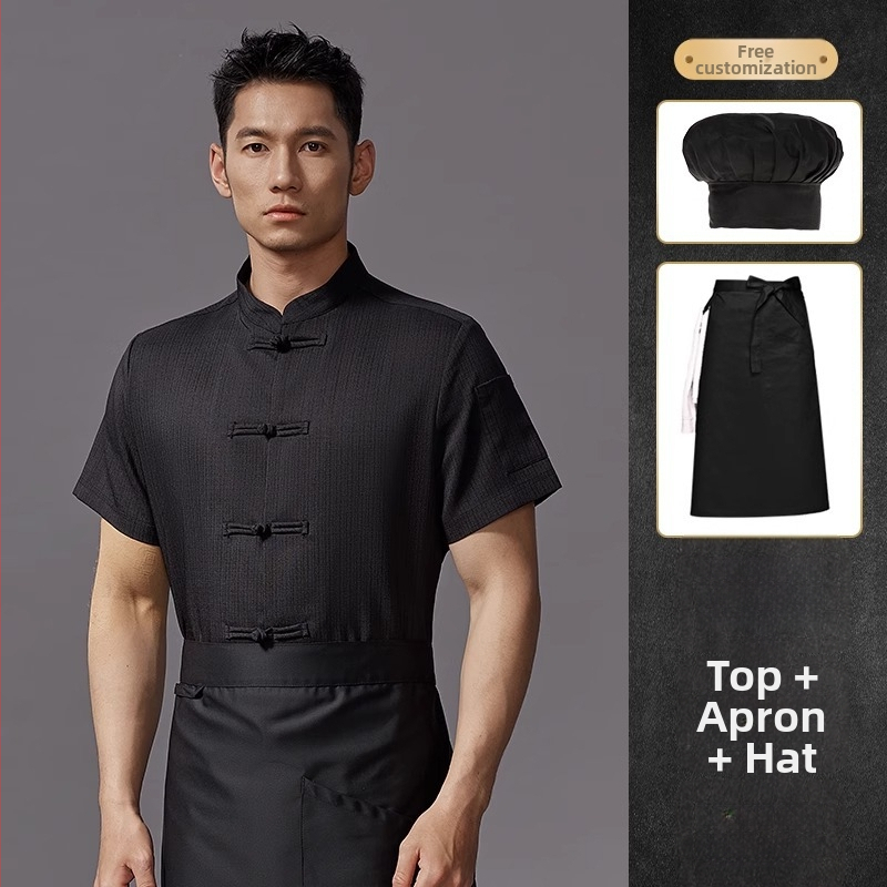 Hosszú ujjú szakács felső hotel- és catering célokra, nedvességelvezető len- és poliészter keverék (96%+ poliészter), bélés poliészter, férfiak számára