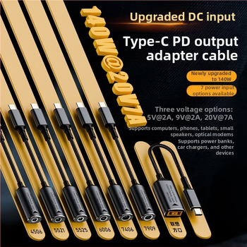 Type-C PD adapterkábél automatikus felismeréssel 5V/9V/20V bemenethez, PD kimenet akár 140W, 17 cm hosszú kábel