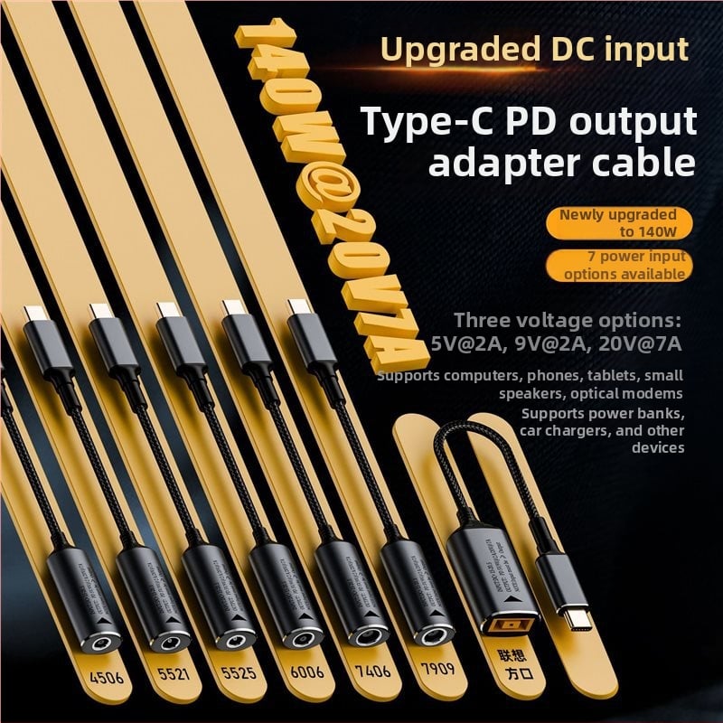 Type-C PD adapterkábél automatikus felismeréssel 5V/9V/20V bemenethez, PD kimenet akár 140W, 17 cm hosszú kábel