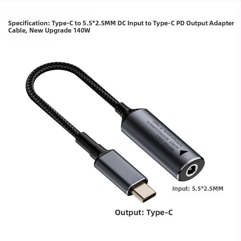 Type-C PD adapterkábél automatikus felismeréssel 5V/9V/20V bemenethez, PD kimenet akár 140W, 17 cm hosszú kábel