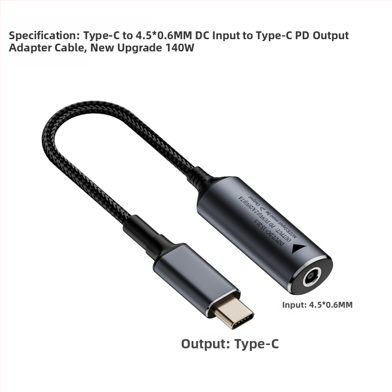 Type-C PD adapterkábél automatikus felismeréssel 5V/9V/20V bemenethez, PD kimenet akár 140W, 17 cm hosszú kábel