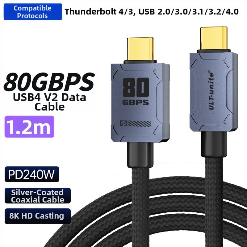 Thunderbolt 4/5 USB-C adatkábel, kétoldalas, teljes körű funkció, USB-C töltőkábel, 40Gbps nagy sebesség