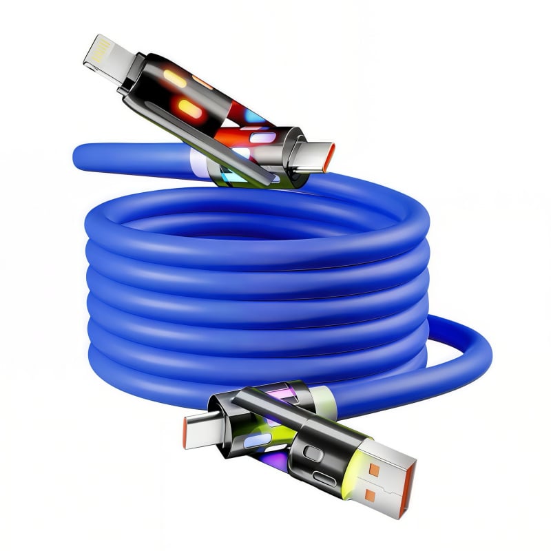4-u-1 kabel za podatke s brzim punjenjem, Lightning, USB-C, USB-A i USB 2.0/3.0 sučeljima, kućište od cinkove legure, izlaz 60W, indikator svjetla