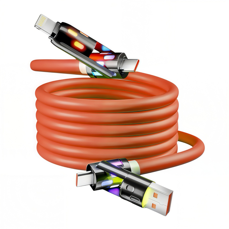 4-u-1 kabel za podatke s brzim punjenjem, Lightning, USB-C, USB-A i USB 2.0/3.0 sučeljima, kućište od cinkove legure, izlaz 60W, indikator svjetla
