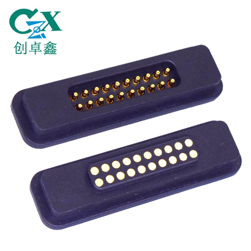 Kvadrātveida magnētiskais savienotājs mājsaimniecības ierīcēm, 20-pins, magnētiska pamats ar skrūves pozicionēšanas atveri, vara izolators, zīmols CZX