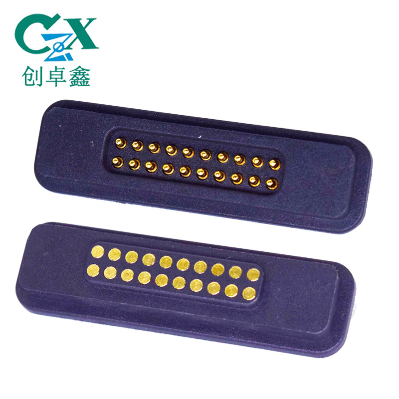 Kvadrātveida magnētiskais savienotājs mājsaimniecības ierīcēm, 20-pins, magnētiska pamats ar skrūves pozicionēšanas atveri, vara izolators, zīmols CZX