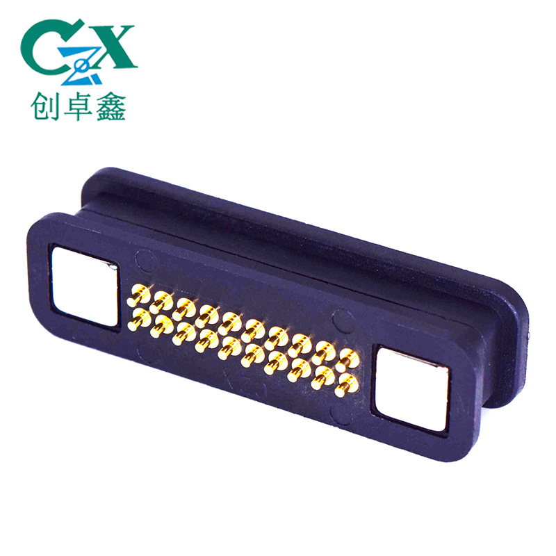 Kvadrātveida magnētiskais savienotājs mājsaimniecības ierīcēm, 20-pins, magnētiska pamats ar skrūves pozicionēšanas atveri, vara izolators, zīmols CZX