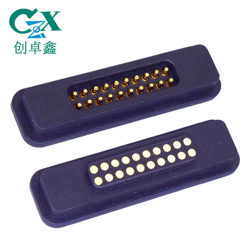 Kvadrātveida magnētiskais savienotājs mājsaimniecības ierīcēm, 20-pins, magnētiska pamats ar skrūves pozicionēšanas atveri, vara izolators, zīmols CZX