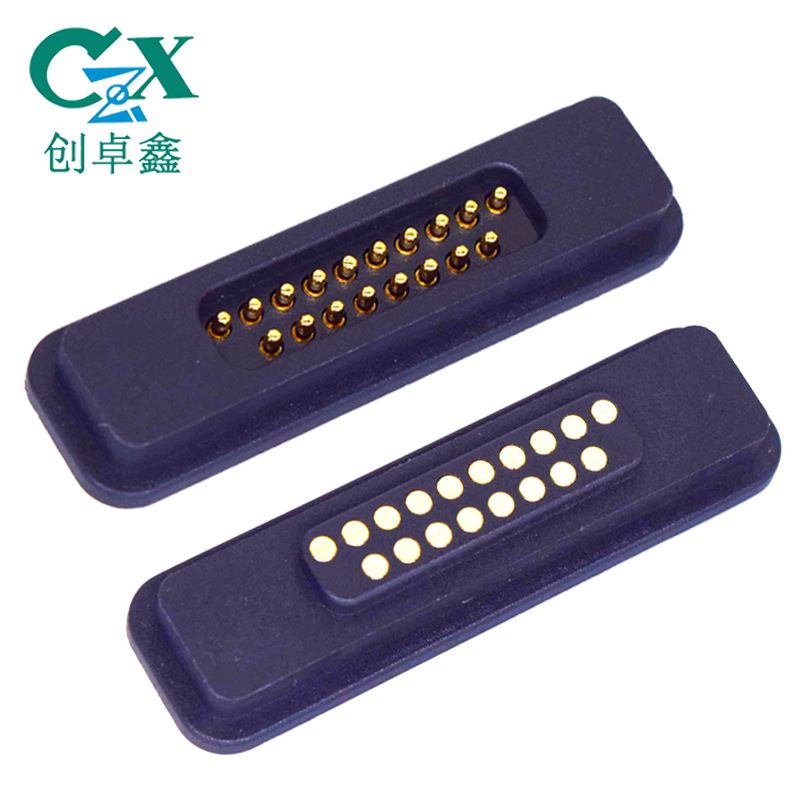 Kvadrātveida magnētiskais savienotājs mājsaimniecības ierīcēm, 20-pins, magnētiska pamats ar skrūves pozicionēšanas atveri, vara izolators, zīmols CZX