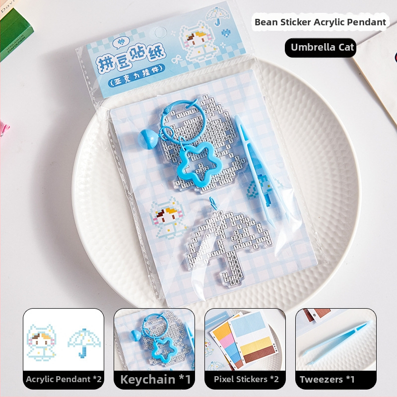 Pandantiv acrilic pentru geantă – animal de companie drăguț în pixel art, stil modern minimalist