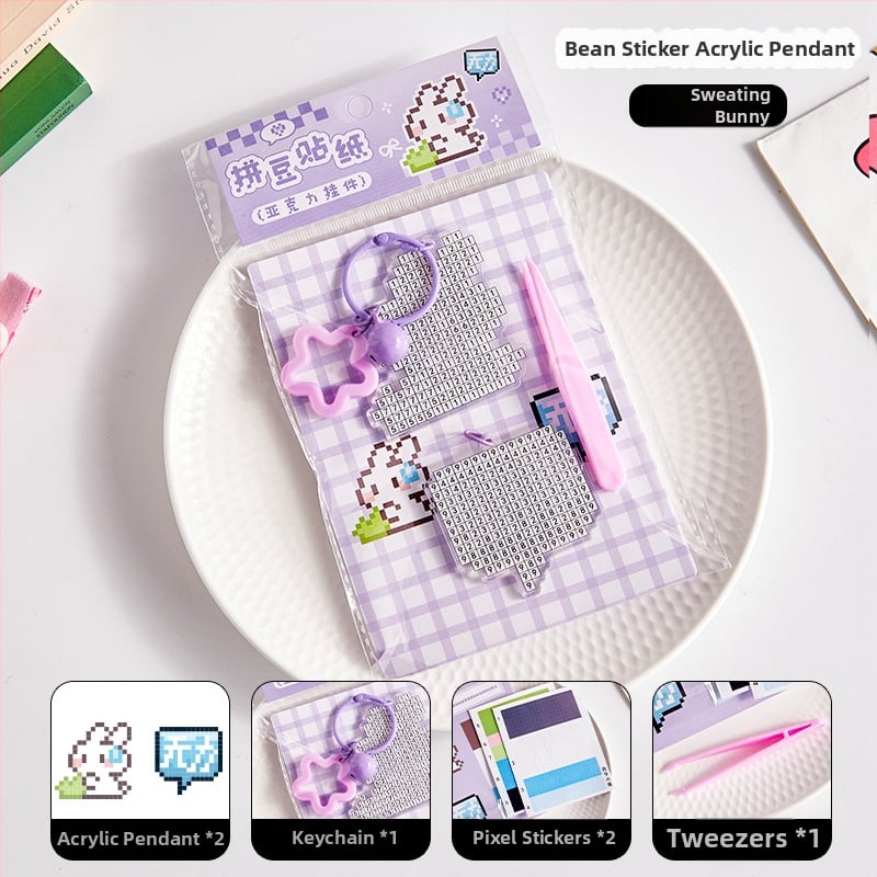 Pandantiv acrilic pentru geantă – animal de companie drăguț în pixel art, stil modern minimalist