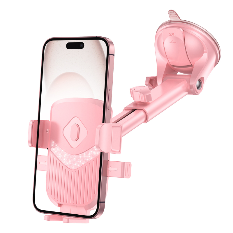 Autós telefontartó automatikus zárással, műszerfalra szerelhető, 360°-os forgás, szívókorong