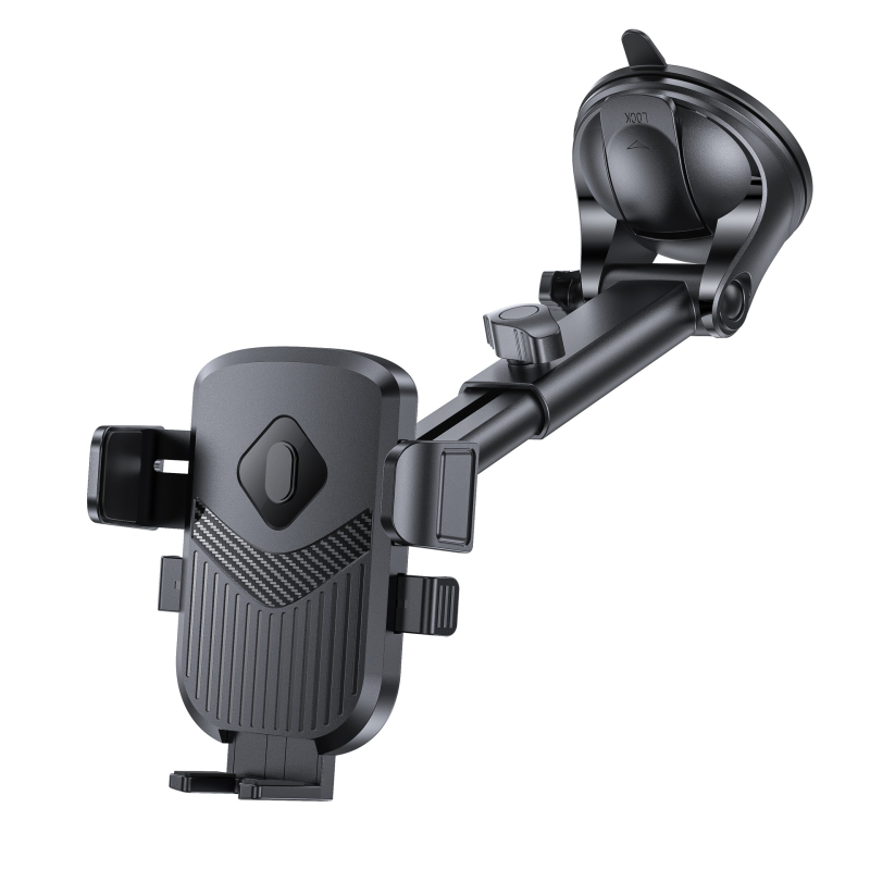 Autós telefontartó automatikus zárással, műszerfalra szerelhető, 360°-os forgás, szívókorong